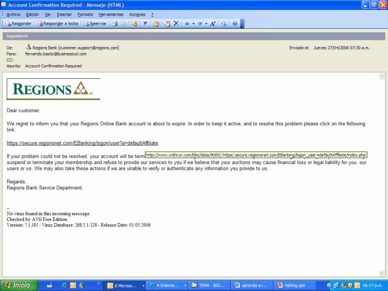 Correo de Phishing